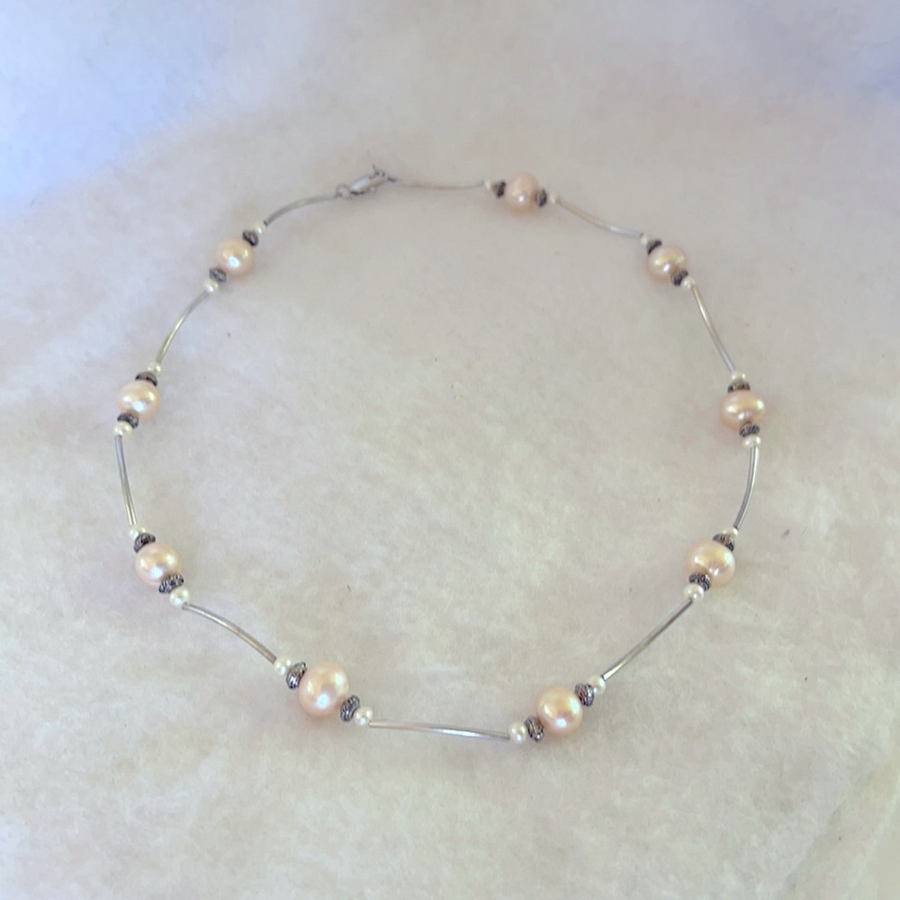 Classy Cultured Pearl and Sterling Silver Necklace